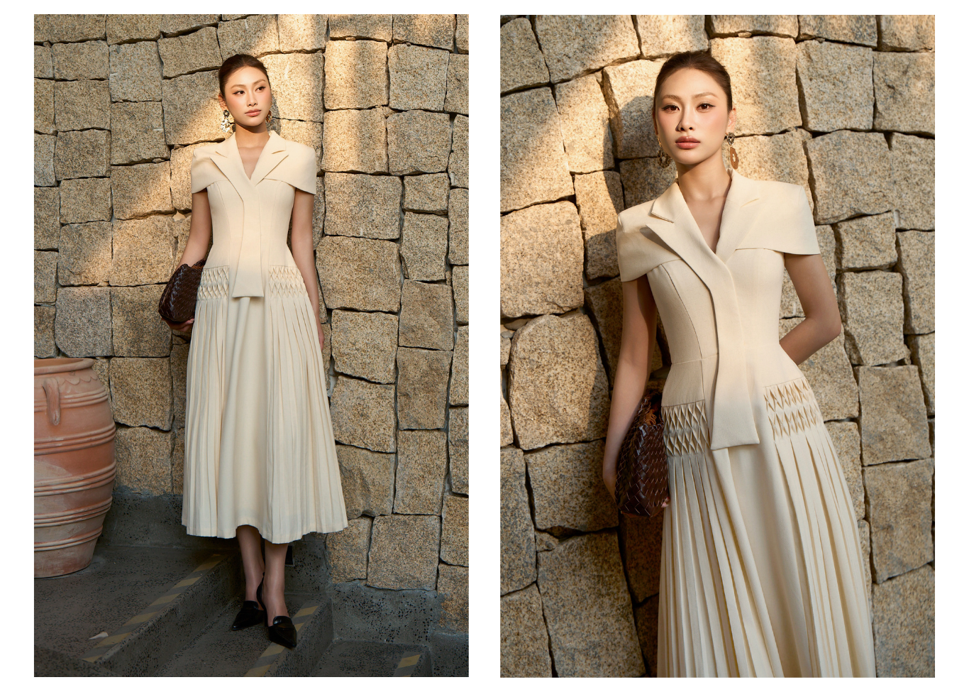 Đầm công sở cotton dài dập ly DAD61B - Lookbook 1