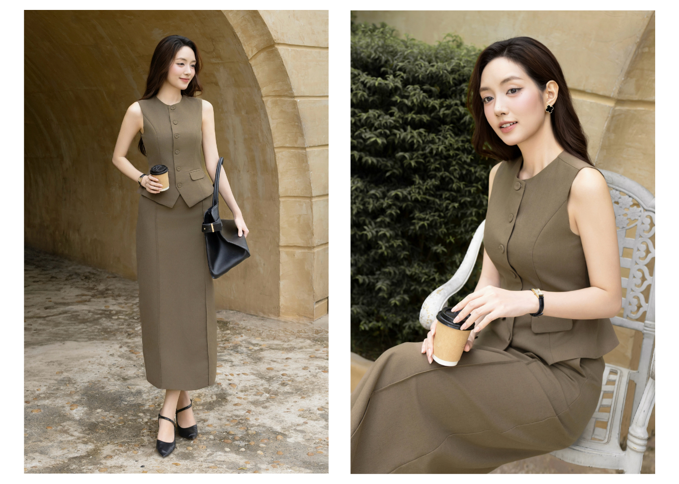 Chân Váy Suông Công Sở Linen Dài - VAG45A