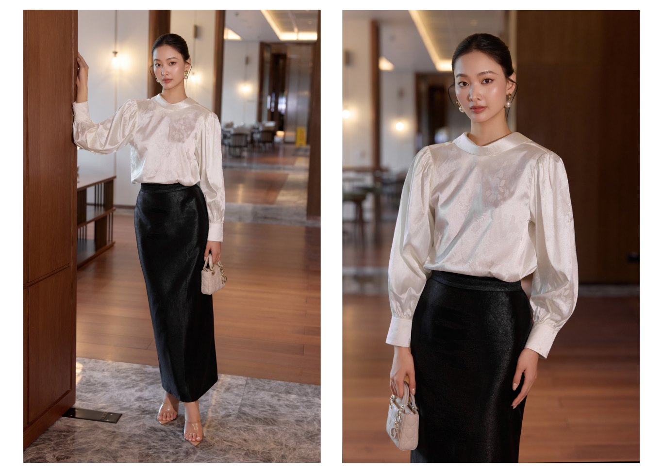 Áo kiểu tiệc lụa, tay dài AAF61V - Lookbook 1