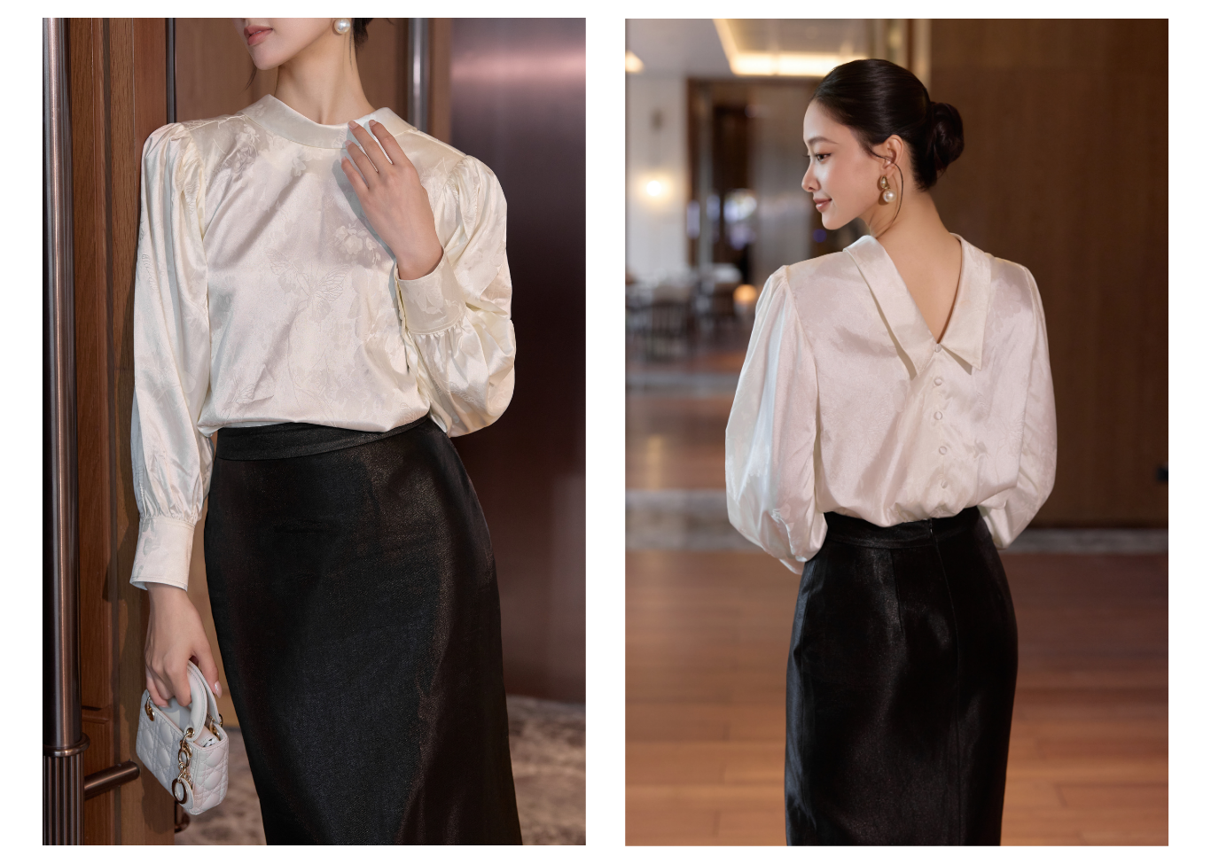 Áo kiểu tiệc lụa, tay dài AAF61V - Lookbook 2