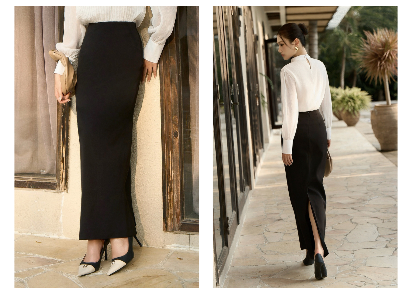 Chân váy suông công sở carolan dài VAA61V - Lookbook 2