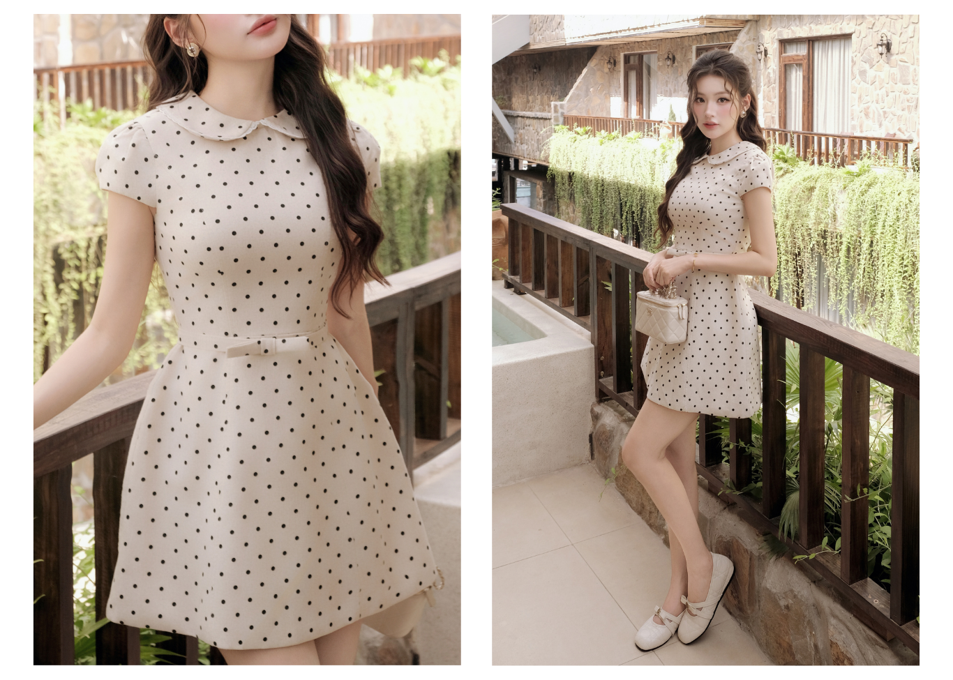 Đầm xòe dạo phố cotton ngắn+belt DAE78B - Lookbook2