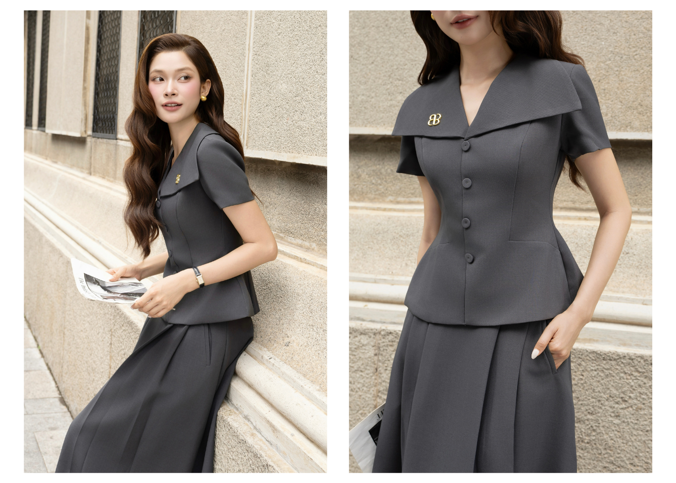Áo Kiểu Công Sở Cotton Tay Ngắn - AAH26A