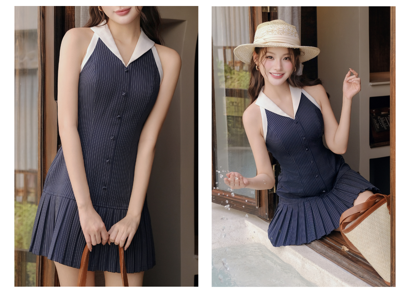 Đầm xòe dạo phố cotton ngắn sọc DAE75A - lookbook2