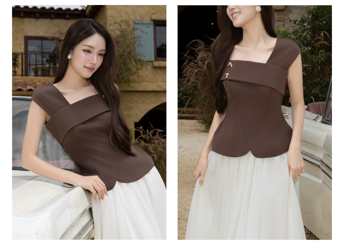 Áo Kiểu Tiệc Cotton Trễ Vai - AAG06T