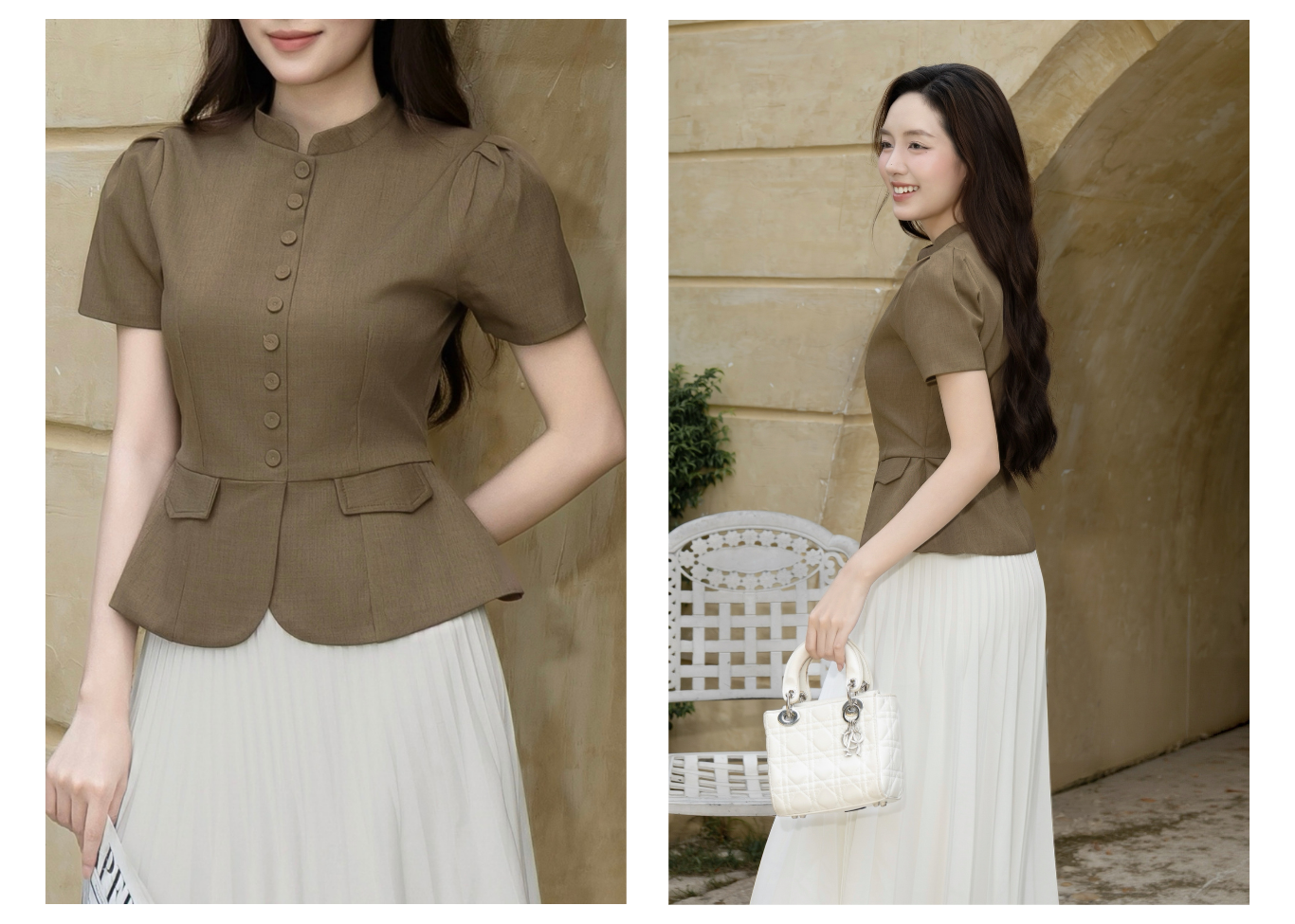 Áo Kiểu Công Sở Cotton Tay Ngắn - AAG24T