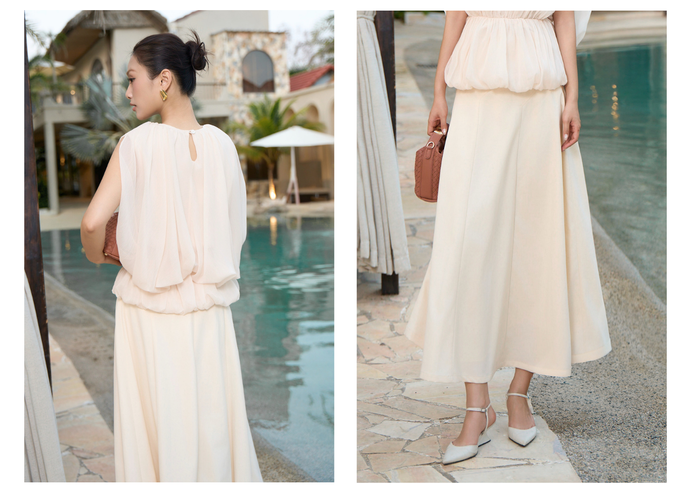Chân váy công sở cotton dài xòe VAD63H - Lookbook 2