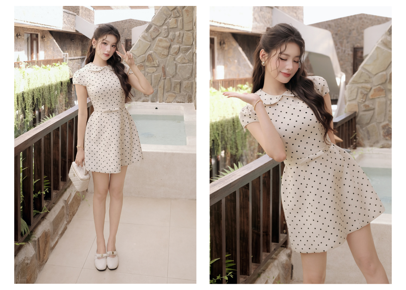 Đầm xòe dạo phố cotton ngắn+belt DAE78B - Lookbook1