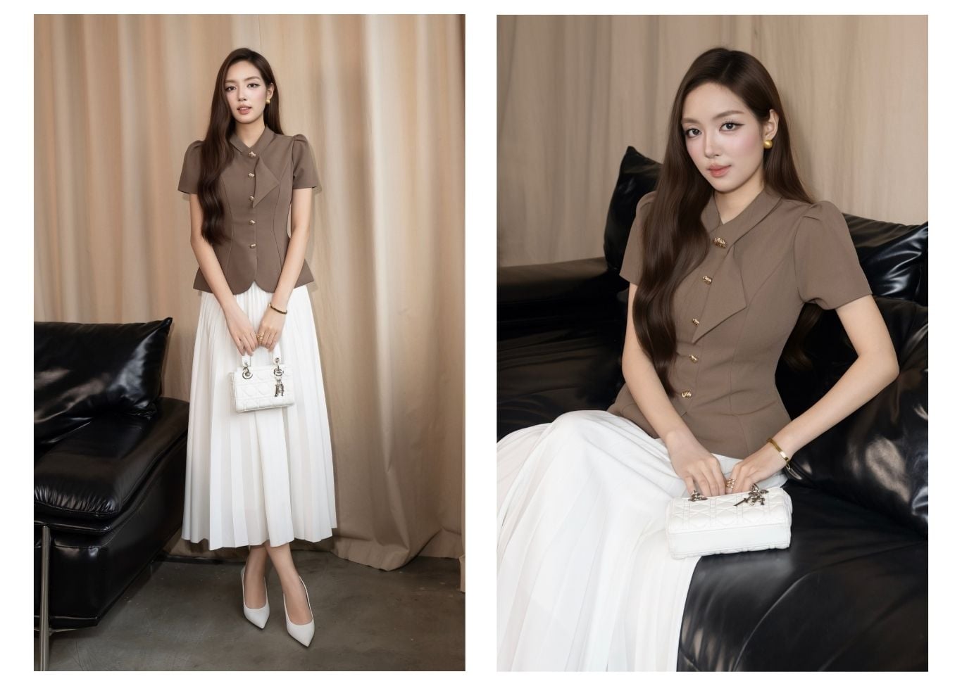 Áo Kiểu Công Sở Cotton Cổ V - AAK25T