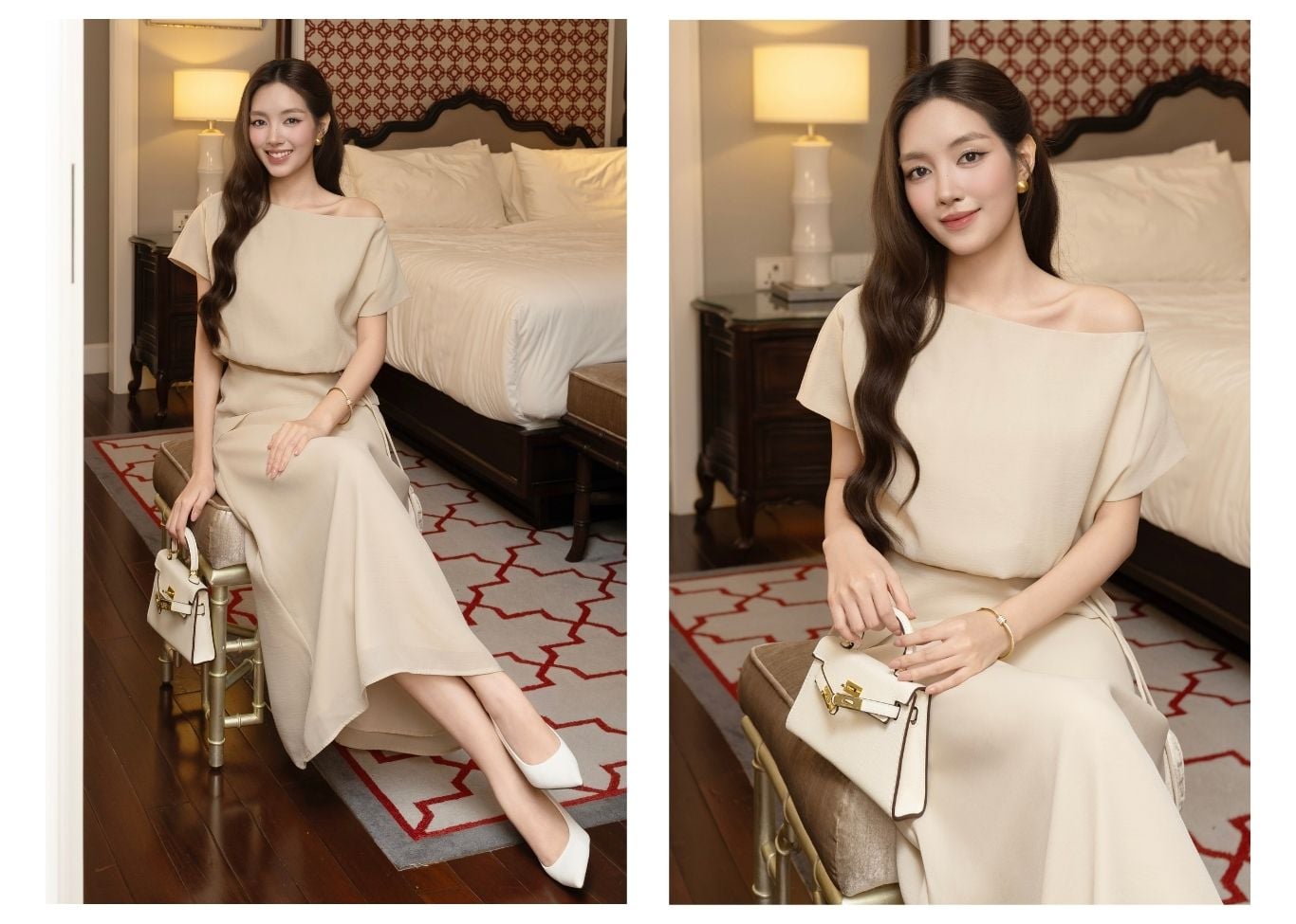 Set Tiệc Voan Dài Xòe Belt Hoa - KAI10T