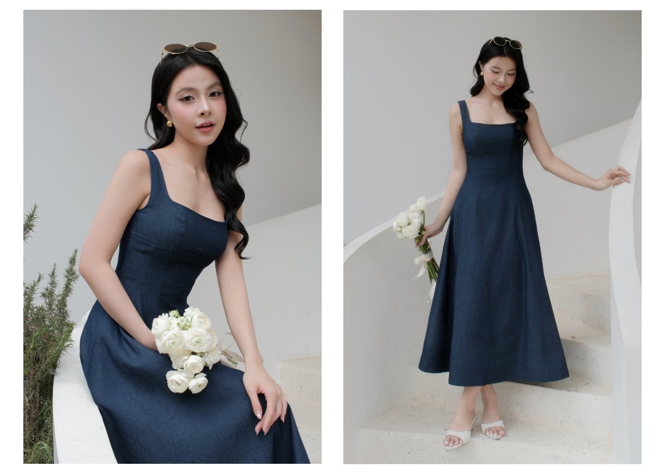 Đầm 2 dây dạo phố cotton dài xòe DAD46B