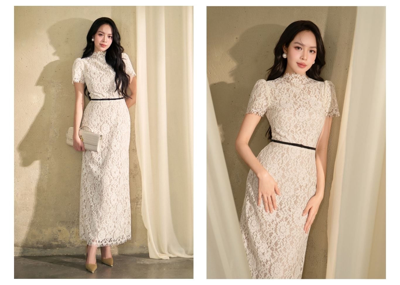 Đầm Tiệc Ren Dài Suông Cổ Cao - DAK72V