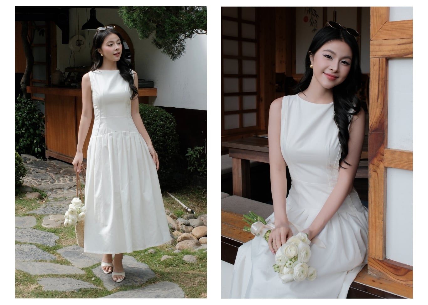 Đầm dạo phố linen dài cổ thuyền DAD47B