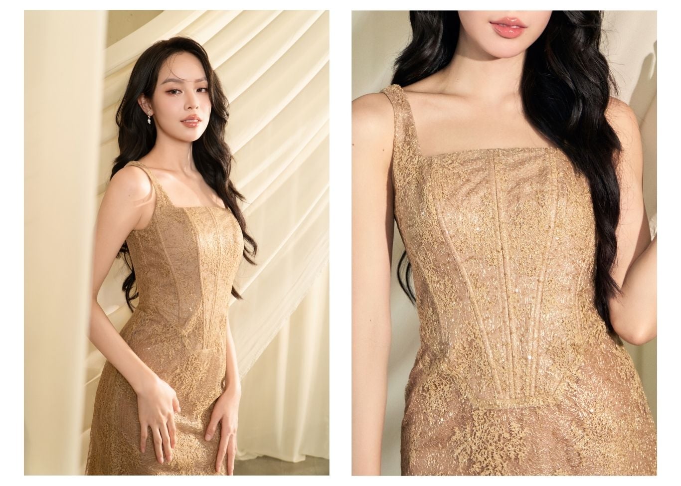 Đầm Body Tiệc Ren Dài Cổ Vuông - DAK05A