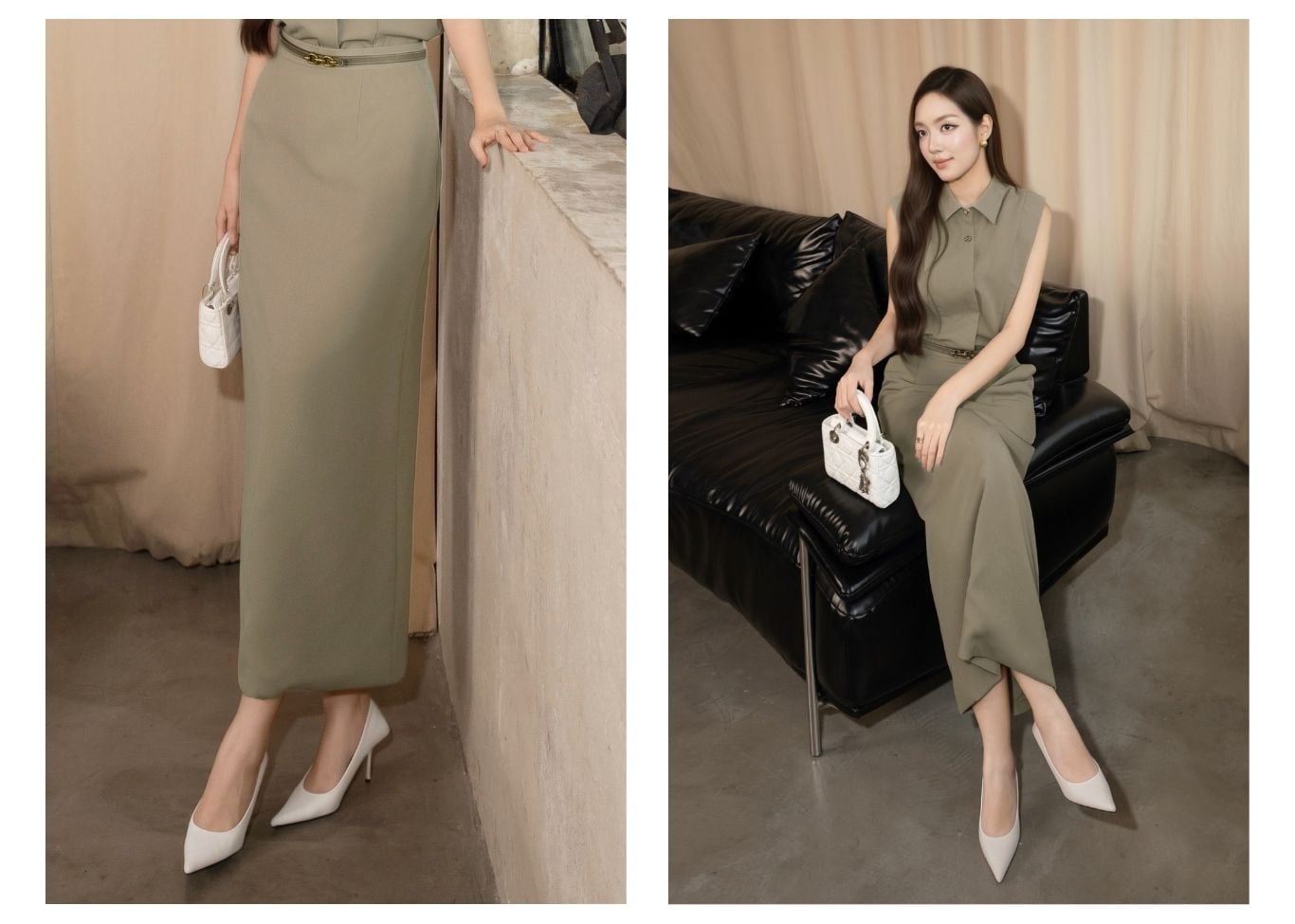 Chân Váy Suông Công Sở Cotton Dài - VAK28T