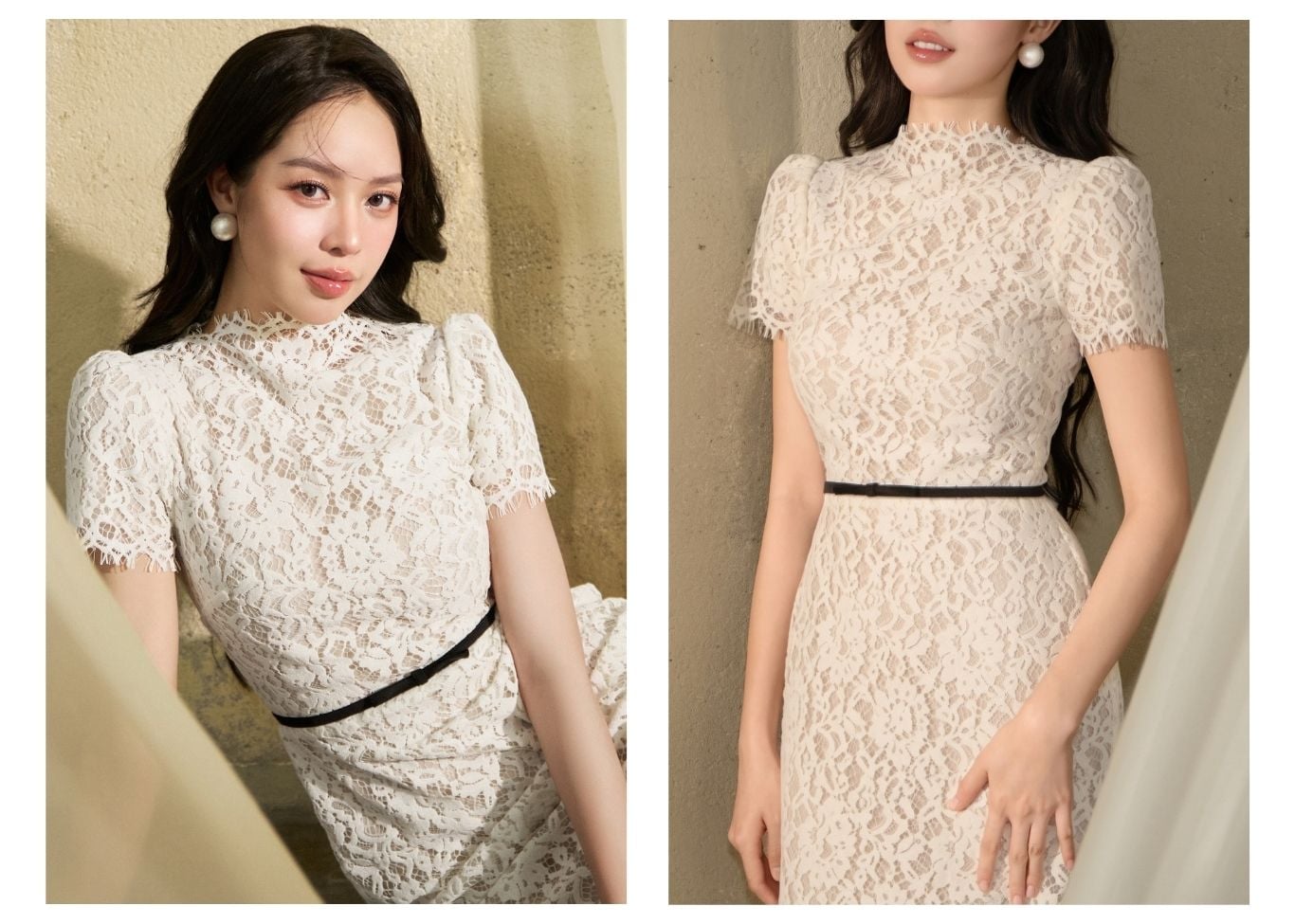 Đầm Tiệc Ren Dài Suông Cổ Cao - DAK72V