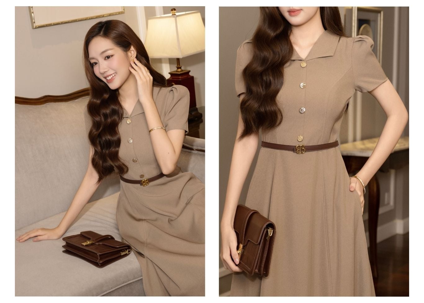 Đầm Xòe Công Sở Cotton Dài Cổ V - DAI21A