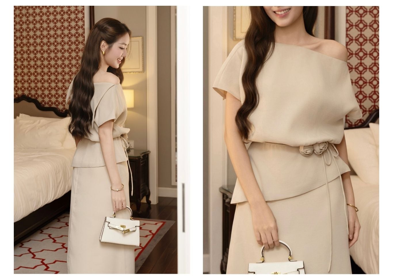 Set Tiệc Voan Dài Xòe Belt Hoa - KAI10T