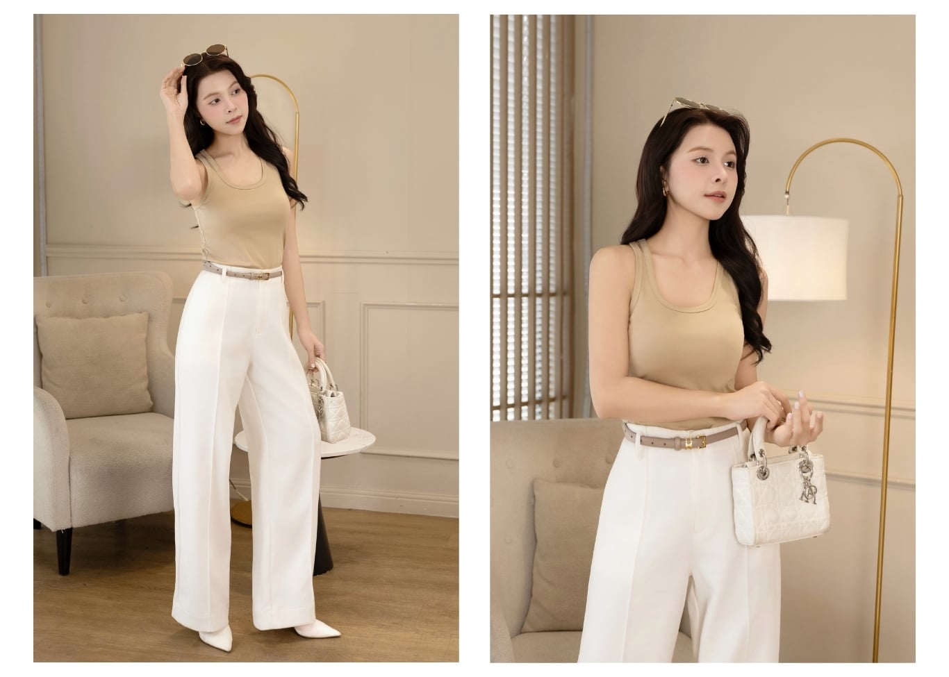 Áo dạo phố thun ngắn cổ U 2 dây AAF46H