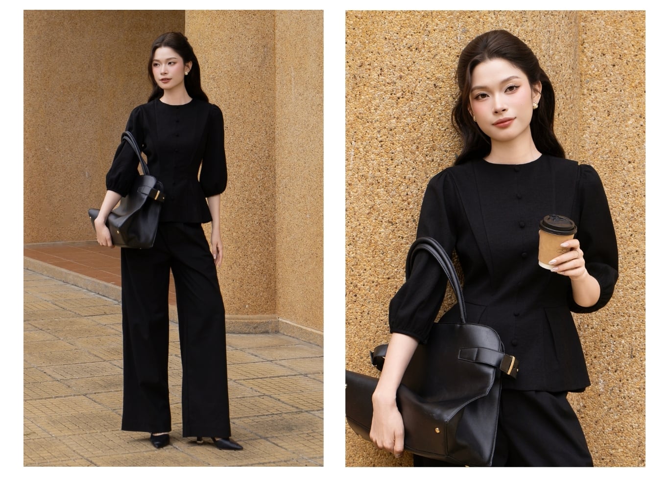 Áo kiểu dạo phố linen cổ tròn AAD43T