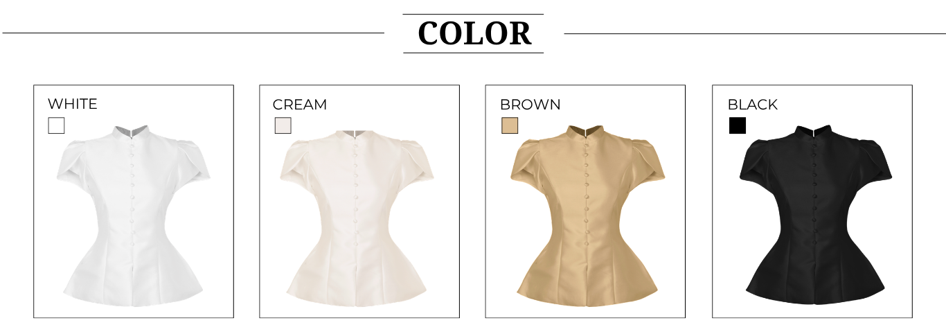 Áo kiểu tiệc Tafta cổ trụ, áo peplum, tay tulip AAF05T