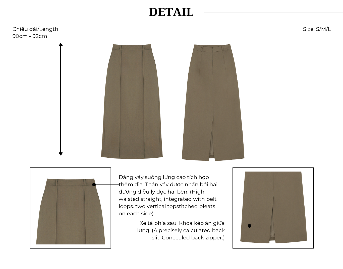 Chân Váy Suông Công Sở Linen Dài - VAG45A