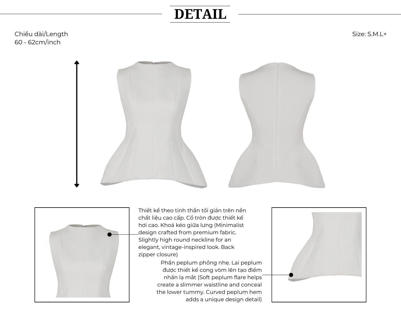 Áo kiểu tiệc cổ tròn vạt cong AAB05B - Thiết kế