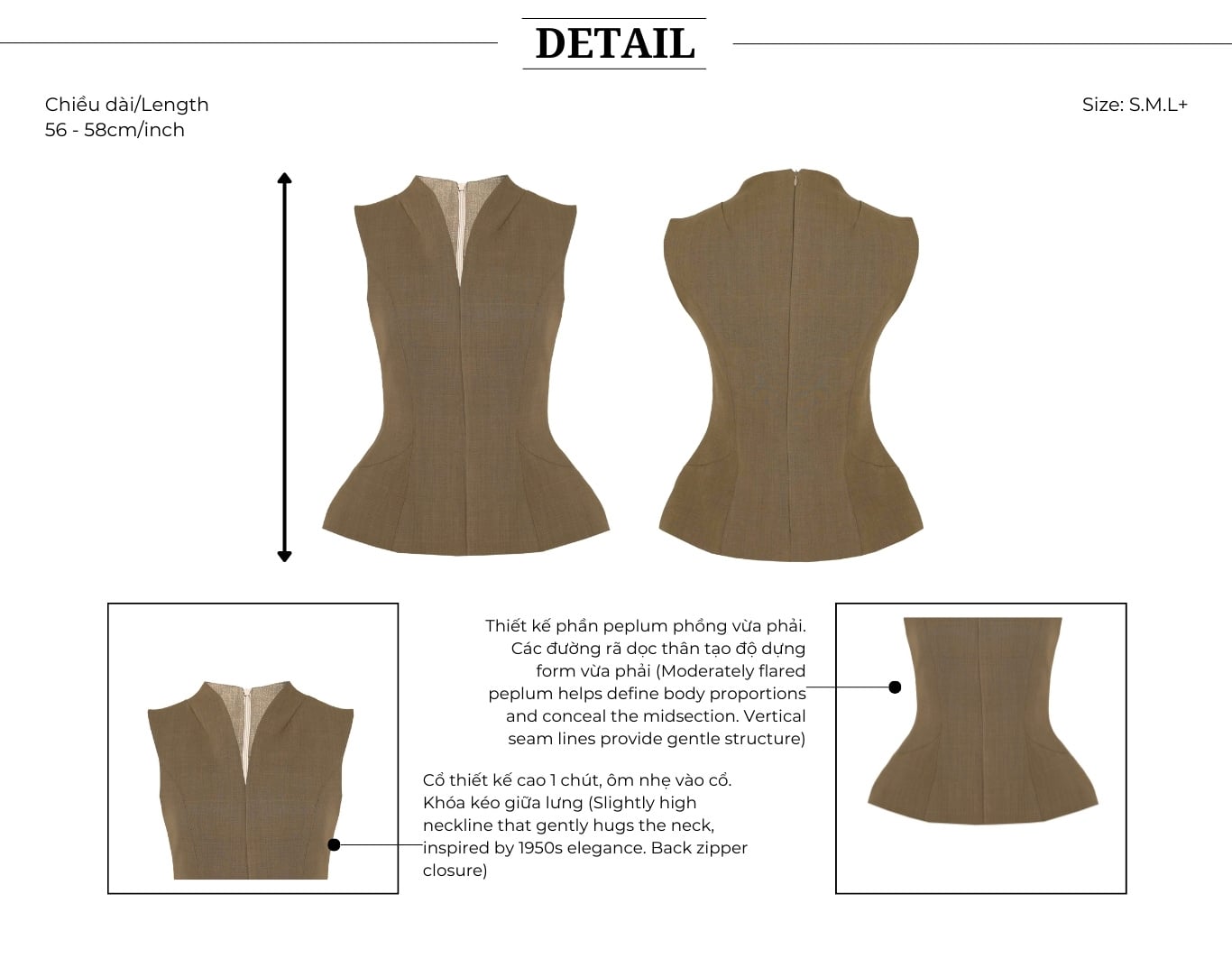 Áo kiểu công sở peplum cotton AAA26A - Thiết kế chi tiết