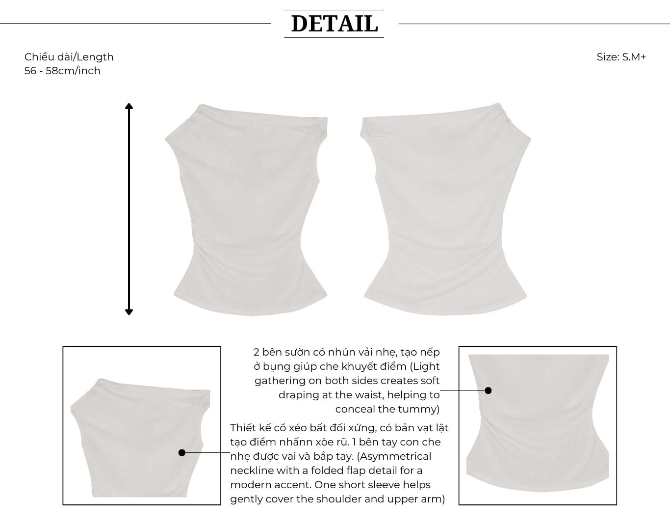 Áo kiểu dạo phố thun eo nhún vải AAB43T - Thiết kế