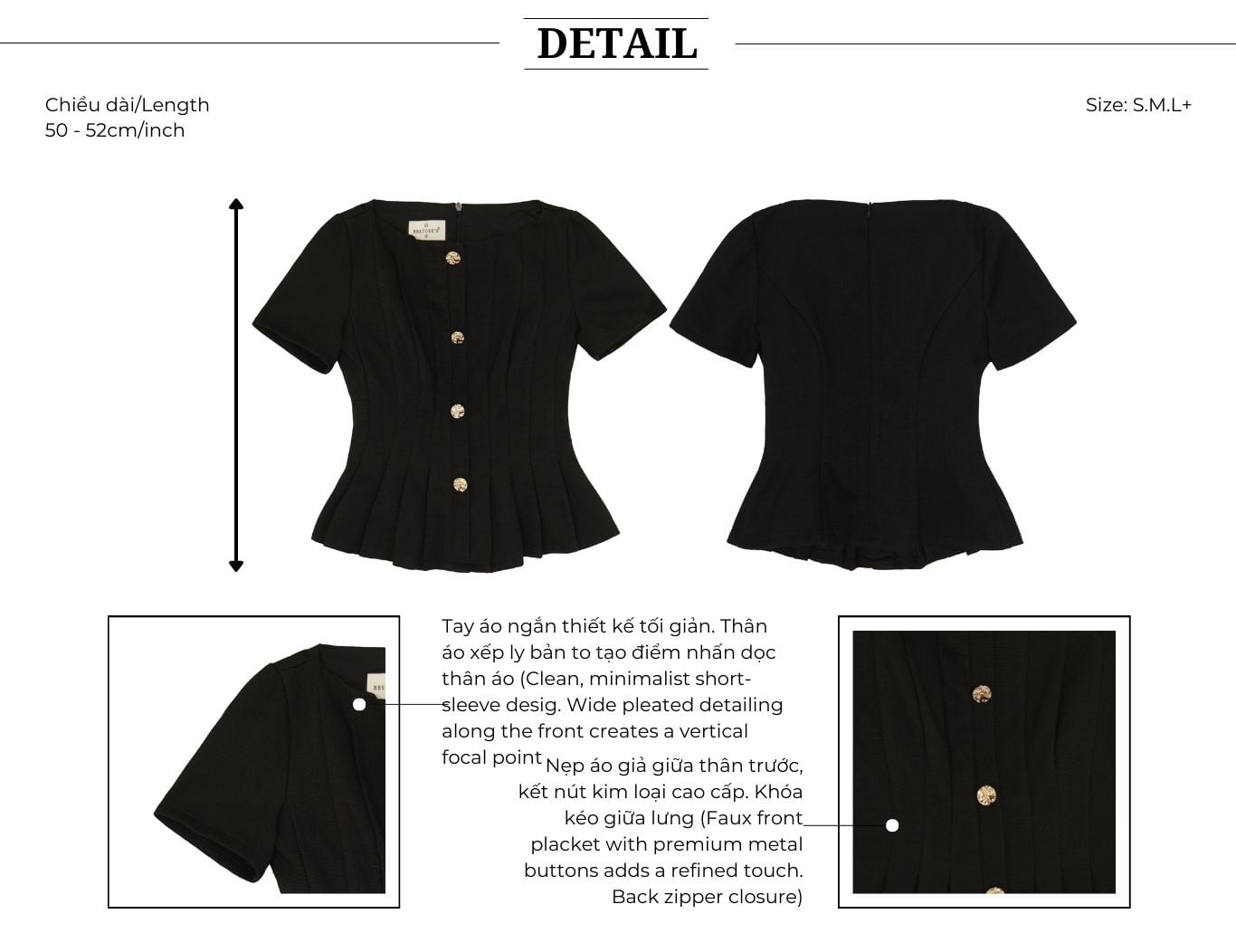 Áo kiểu công sở linen cổ thuyền AAB25B - Thiết kế