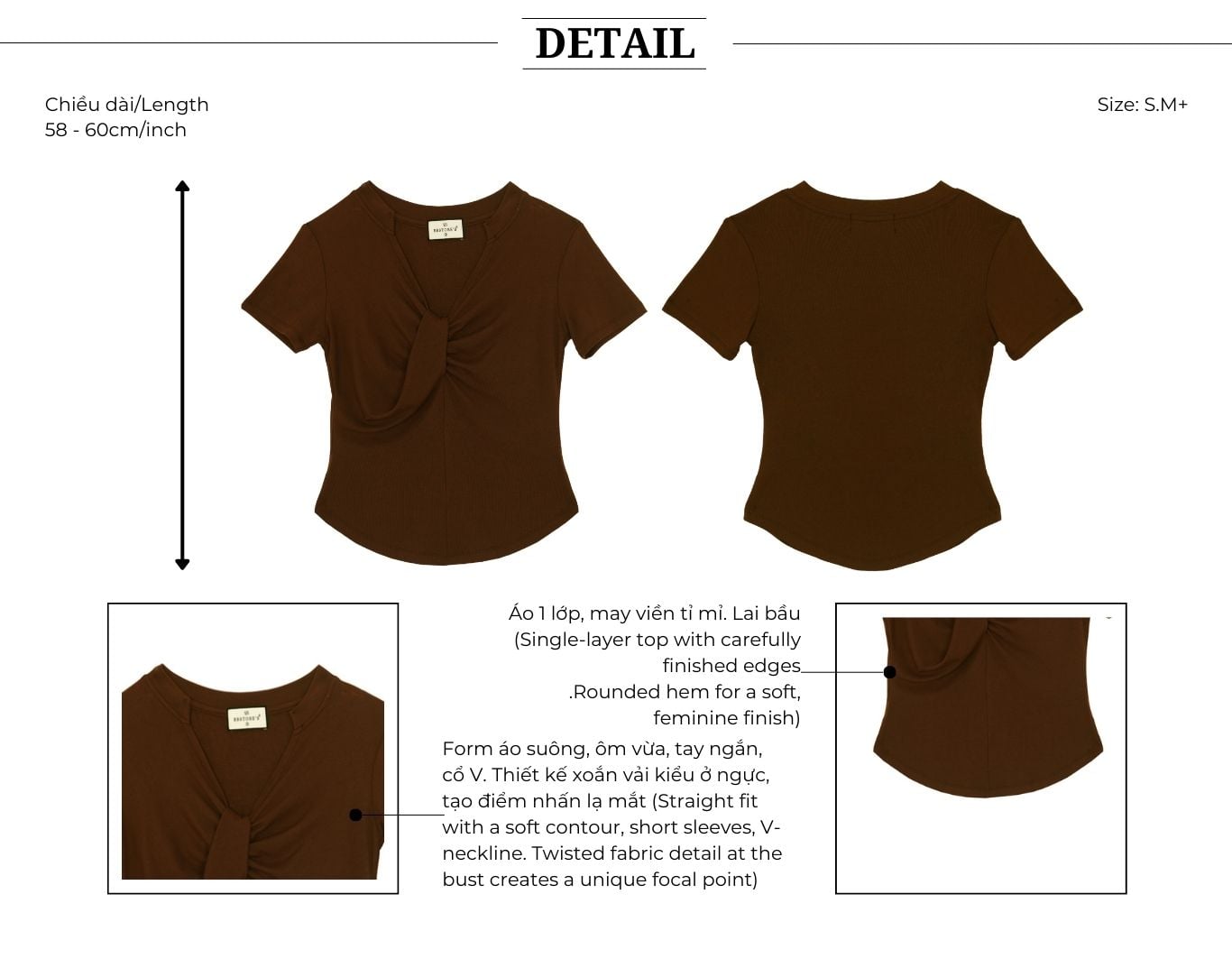 Áo dạo phố thun cổ V tay ngắn AAB45M - Thiết kế