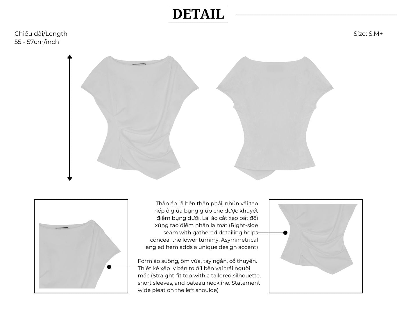 Áo dạo phố thun tay ngắn lai xéo AAB41A - Thiết kế