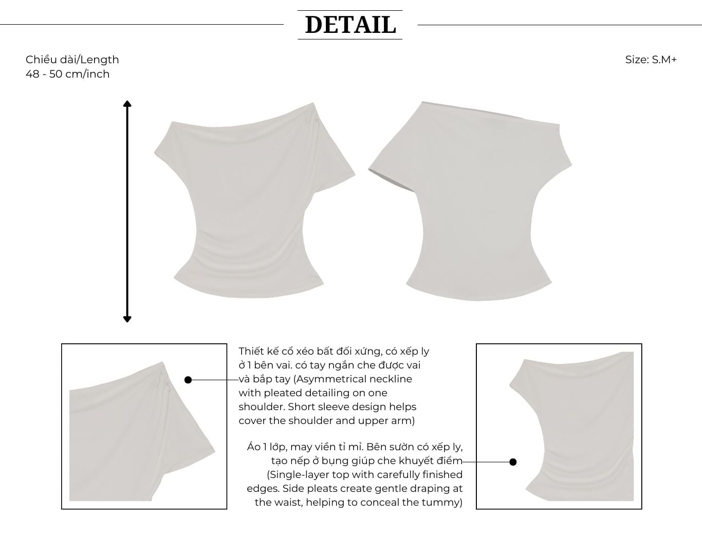 Áo dạo phố thun gân mịn tay ngắn AAB44T - Thiết kế