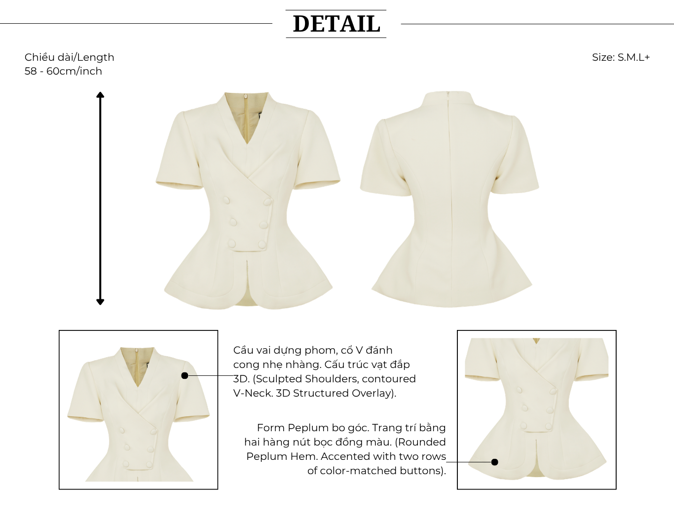Áo kiểu công sở cotton chéo peplum, cổ V - AAF25B