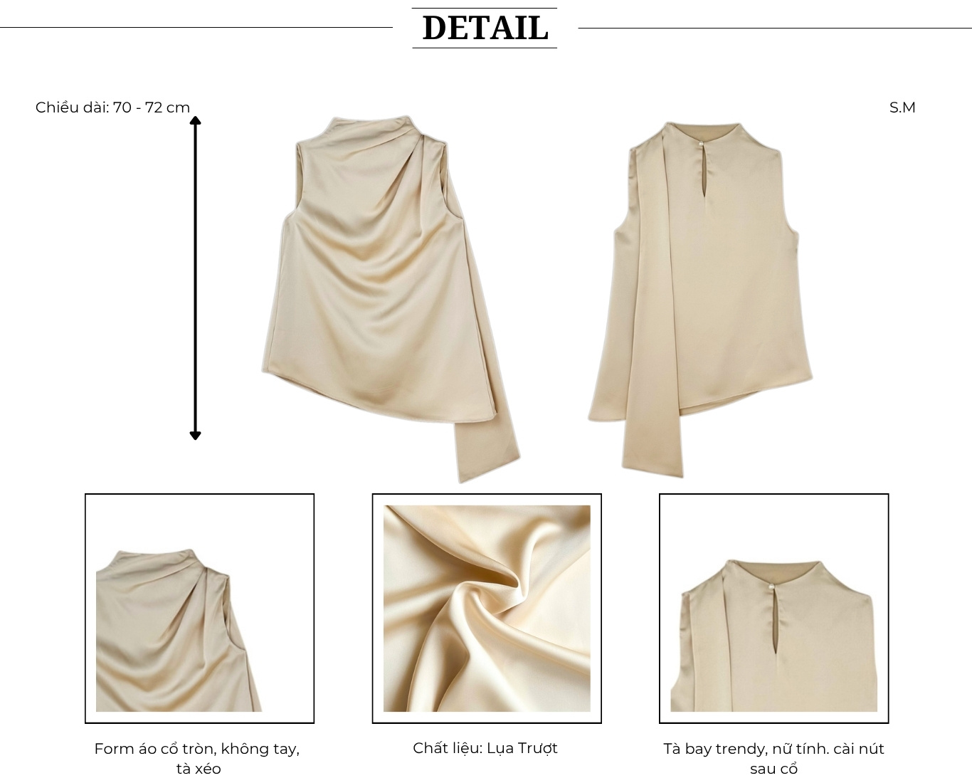 Áo kiểu lụa cổ tròn tà xéo A4308B - Thiết kế chi tiết