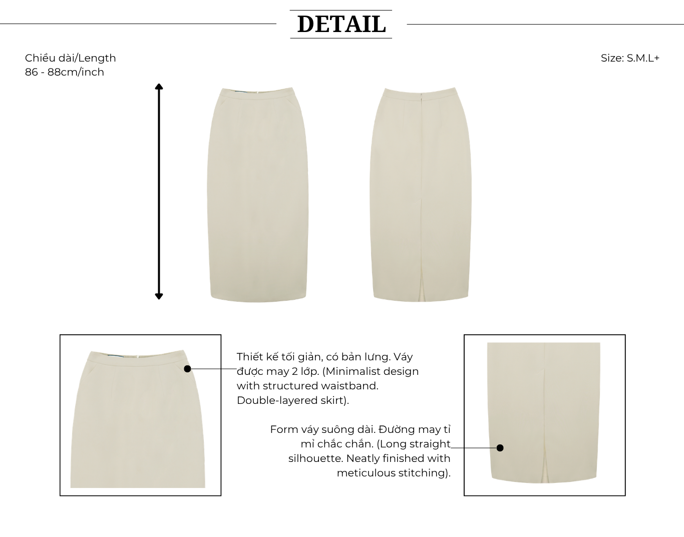 Chân váy suông công sở cotton suông, xẻ sau - VAF26A