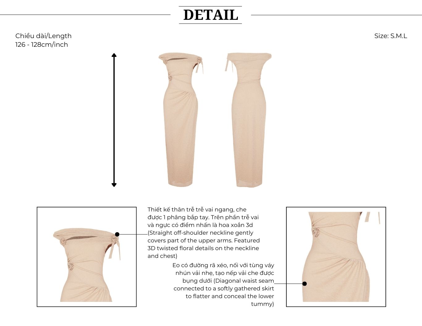 Đầm body tiệc thun dài trễ vai DAB04T - Thiết kế