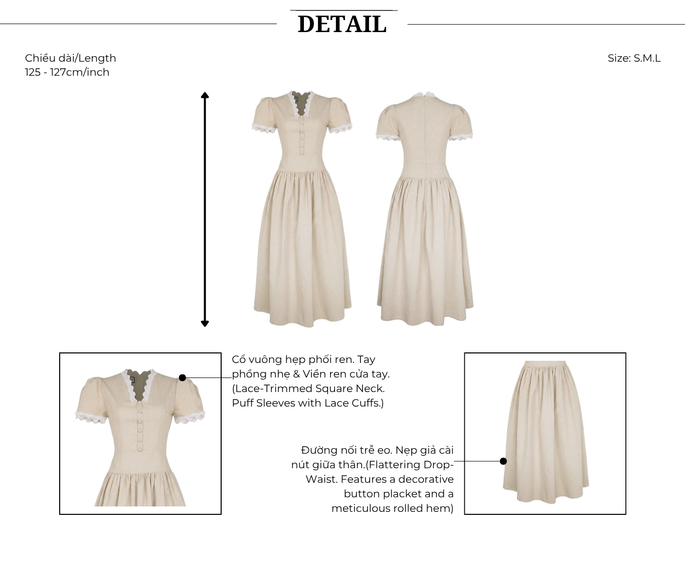 Đầm xòe dạo phố linen dài phồng DAE46B - Thiết kế
