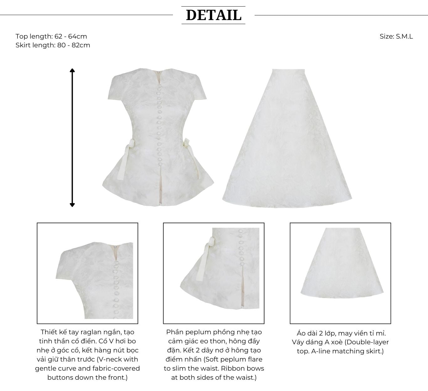 Set tiệc gấm hoa lan váy dáng xòe K4594T - Thiết kế chi tiết