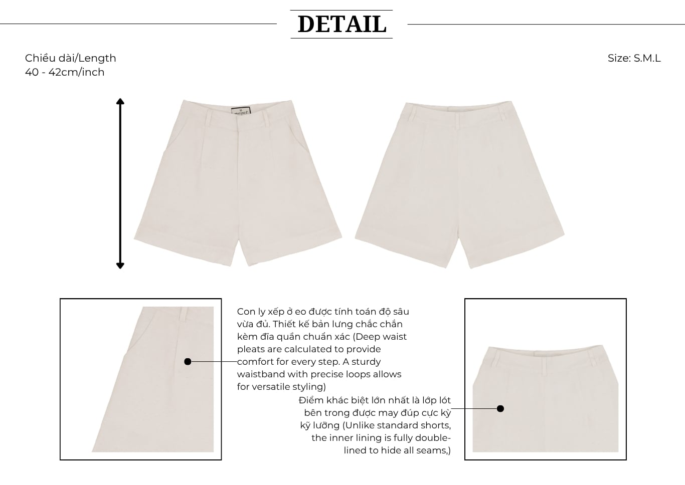 Quần dạo phố linen ngắn ống suông QAD42H
