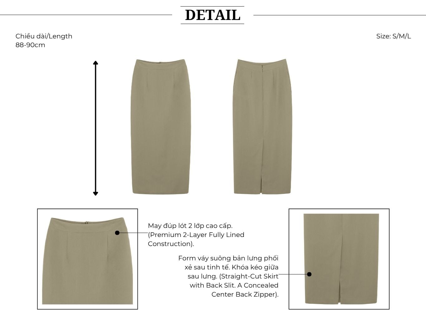 Chân Váy Suông Công Sở Cotton Dài - VAK28T