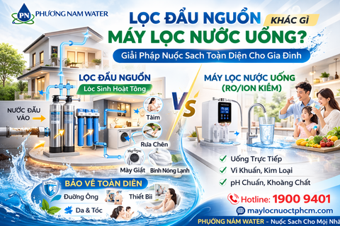 Lọc đầu nguồn khác gì máy lọc nước uống? Hiểu đúng để chọn giải pháp phù hợp cho gia đình