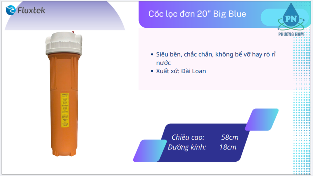 Cốc Lọc Fluxtek 20inch Biglue - Phương Nam Water 1