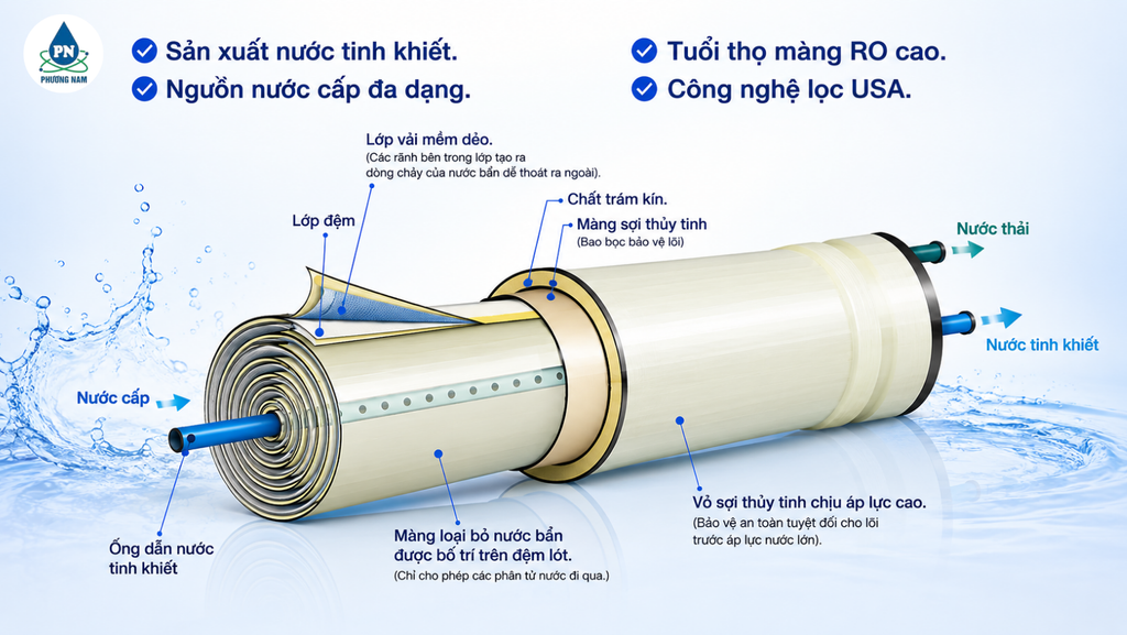Màng RO Áp Thấp - Phương Nam Water 1
