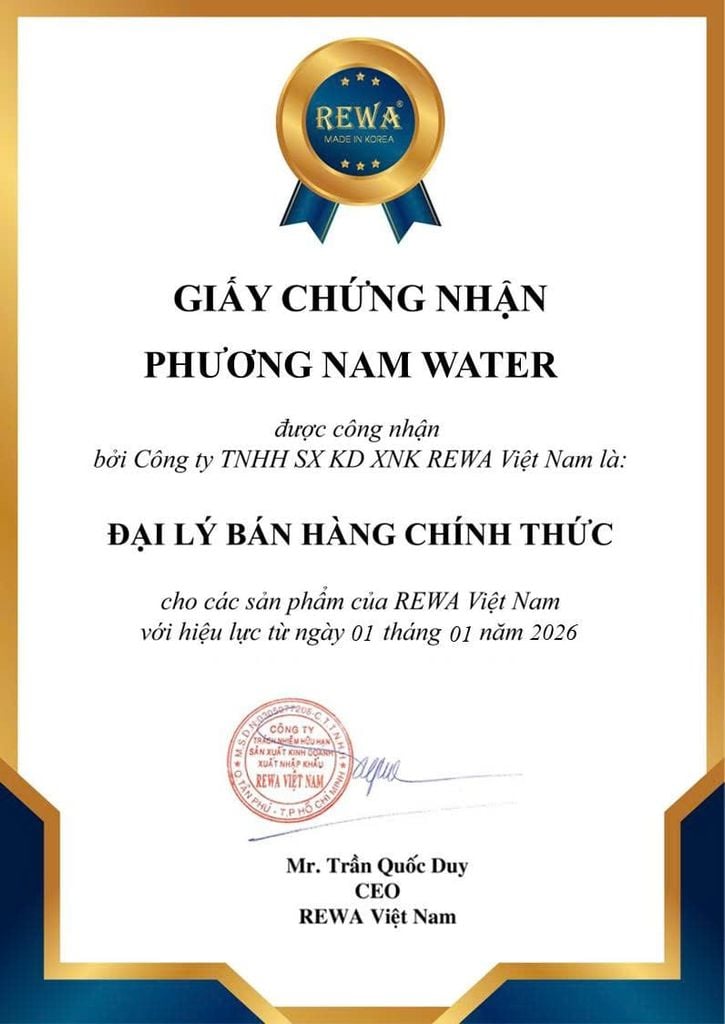 GIẤY CHỨNG NHẬN ĐẠI LÝ REWA