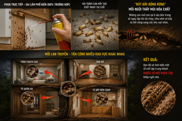 sai lầm khi diệt mối bằng hóa chất