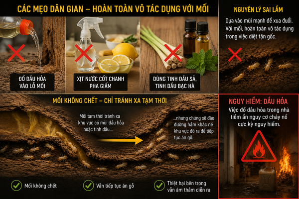 sai lầm khi diệt mối bằng hóa chất