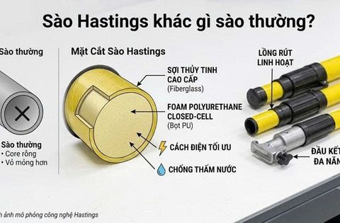 Sào Hastings khác gì sào thường? Phân tích kỹ thuật từ vật liệu lõi đến khả năng bảo vệ sinh mạng kỹ sư điện