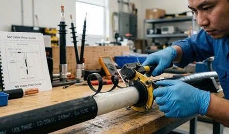 Biện pháp làm sạch và gia công đầu cáp ngầm trung thế: Kỹ thuật bóc lớp bán dẫn và xử lý màng chắn kim loại không gây xước lõi