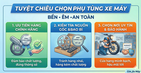 Tuyệt chiêu chọn phụ tùng xe máy: Bền, êm, an toàn!